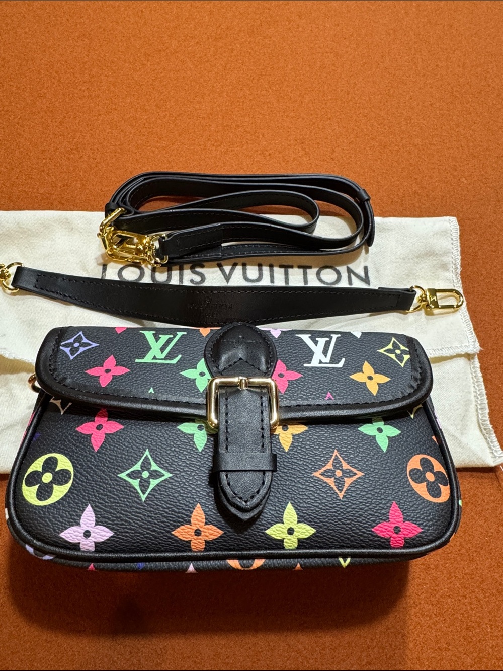 Black Multicolor Monogram Buckle Crossbody Bag
